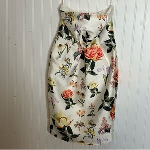 T. Lulah Formal Strapless White Floral Mini Dress Size Small